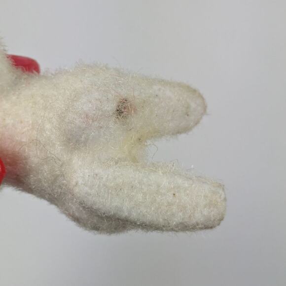 5 Vintage White Felted Snoopy Style Dog Christmas Tree Ornament Ears Tongue RARE - Picture 11 of 16